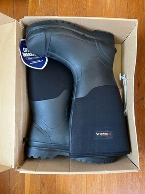 NWT HISEA Men's Black Rain & Snow Boots - Waterproof Work Boot
